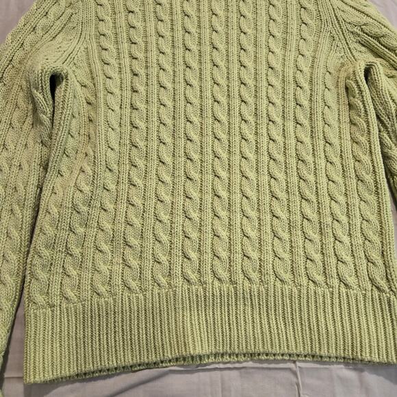 VTG Ann Taylor Lime Green Cable Knit Turtleneck Sweater Size L - Picture 3 of 9